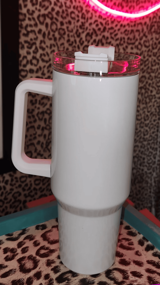 40 oz stainless steel (blk or white handle)
